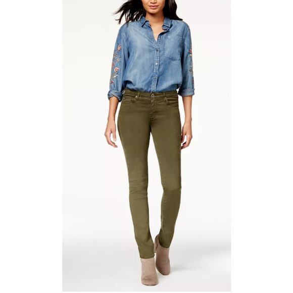 AG Adriano Goldschmied Sulfur Dark Moss Sateen Mid Rise Cigarette Leg Size 32 - Picture 1 of 7